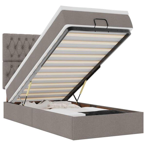 vidaXL Cadru de pat otoman cu saltea Taupe 90x190cm Material