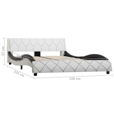 vidaXL Cadru de pat, alb și negru, 140 x 200 cm, piele ecologică