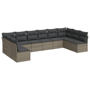 vidaXL Set mobilier de grădină cu perne, 10 piese, gri, poliratan