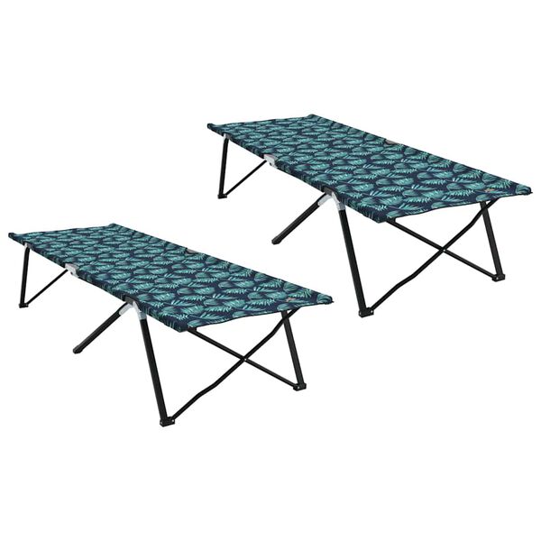 vidaXL Pat pliabil pentru camping Frunză 2 pcs Pădure 206 x 76 x 74 cm