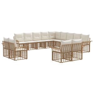 vidaXL Set de canapele de exterior 13 pcs Alb Natural și Crem