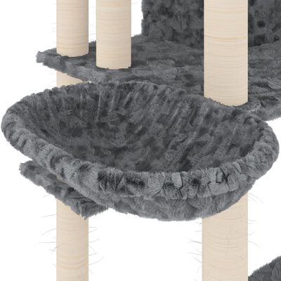 vidaXL Ansamblu pisici, stâlpi din funie sisal, gri închis, 191 cm