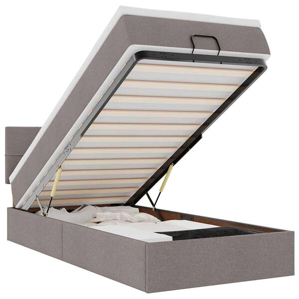 vidaXL Cadru de pat otoman cu saltea Taupe 80x200cm Material