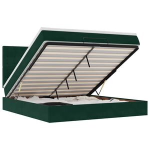 vidaXL Cadru de pat otoman cu saltele Verde &icirc;nchis 160x200cm catifea