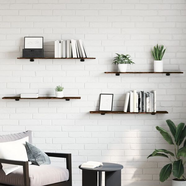 vidaXL Rafturi perete 4 buc. stejar fumuriu 100x20x1,5cm lemn compozit