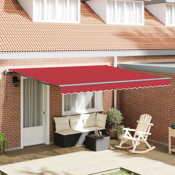 vidaXL Cortina Retractabilă Roșu 400 &times; 300 cm Țesătură și Aluminiu