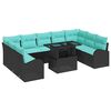 vidaXL Set de canapele pentru grădină 10 buc. Negru Rattan poli