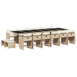vidaXL Set mobilier de grădină cu perne, 17 piese, bej, poliratan