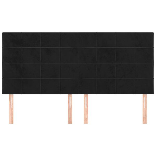 vidaXL Tăblie de pat neagră 180x5x118/128 cm catifea