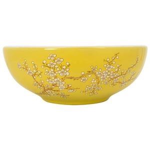 vidaXL Lavoar de blat, alb și galben, rotund, &Phi;41x14 cm, ceramică