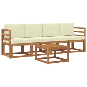 vidaXL Set de canapele de exterior cu pernă 5 pcs Natural și Crem