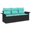 vidaXL Set de canapele pentru grădină 3 buc. Negru Rattan poli