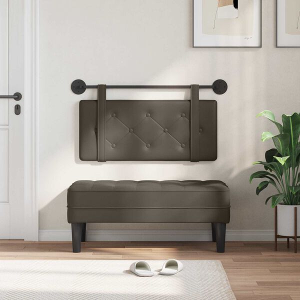 vidaXL Cap de pat suspendat Pe perete Gri 90 cm Piele artificială