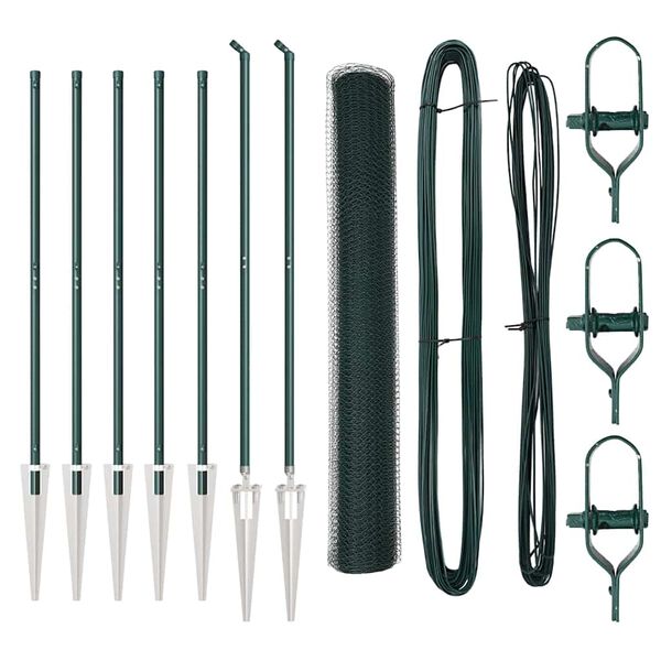 vidaXL St&acirc;lp de gard. Verde 10 x 1 m (plasă de 13 mm) Oțel și PVC