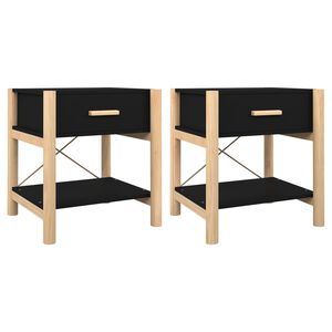 vidaXL Noptiere, 2 buc., negru, 42x38x45 cm, lemn compozit