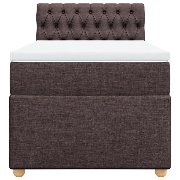 vidaXL Pat box spring cu saltea, maro &icirc;nchis, 90x190 cm, textil