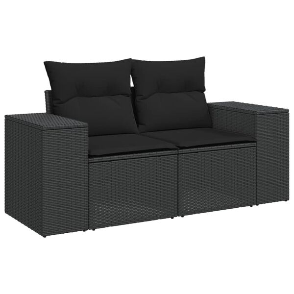 vidaXL Set canapele de grădină cu perne, 11 piese, negru, poliratan