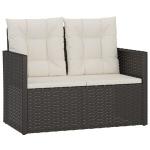 vidaXL Bancă de grădină cu perne, negru, 105 cm, poliratan