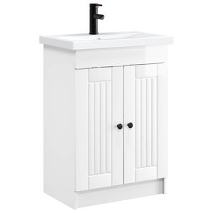 vidaXL Set de mobilier pentru baie Alb foarte lucios 56 x 37,5 x 81 cm