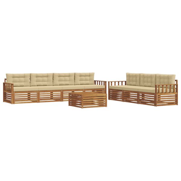 vidaXL Set de canapele de exterior cu pernă 8 pcs Natural și Bej