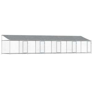 vidaXL Cușcă c&acirc;ini cu acoperiș și uși, gri, 10x2x2 m, oțel galvanizat