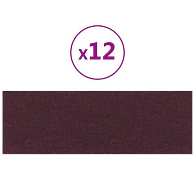 vidaXL Panouri de perete 12 buc. violet 90x30 cm textil 3,24 m²