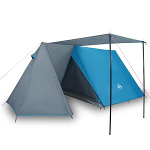 vidaXL Cort camping pentru 3 persoane, albastru, impermeabil