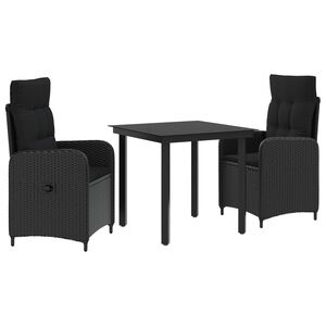 vidaXL Set masă de canapea cu pernă cu pernă 3 pcs Negru