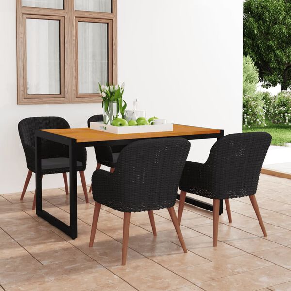 vidaXL Set mobilier de grădină, 5 piese, negru