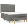 vidaXL Pat box spring cu saltea, gri &icirc;nchis, 140x190 cm, textil