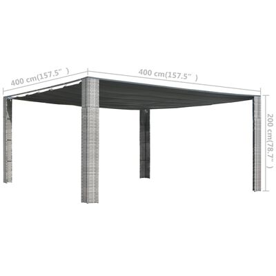 vidaXL Pavilion acoperiș glisant gri antracit 400x400x200 cm poliratan