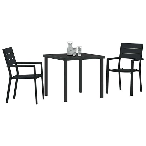 vidaXL Set de masă pentru grădină 3 pcs Negru