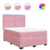 vidaXL Pat box spring cu saltea, roz, 140x190 cm, catifea