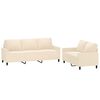 vidaXL Set de canapele cu perne, 2 piese, crem, catifea