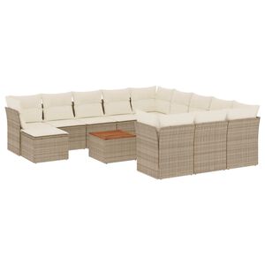 vidaXL Set canapele de grădină, 13 piese, cu perne, bej, poliratan
