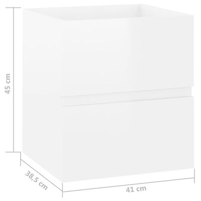vidaXL Dulap de chiuvetă, alb extralucios, 41x38,5x45 cm, PAL