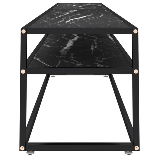 vidaXL Comodă TV, marmură neagră, 220x40x40,5 cm, sticlă securizată