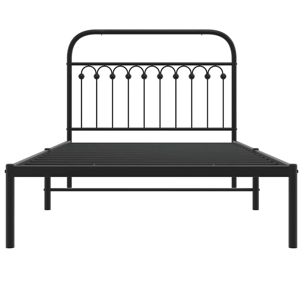 vidaXL Cadru de pat din metal cu tăblie, negru, 107x203 cm