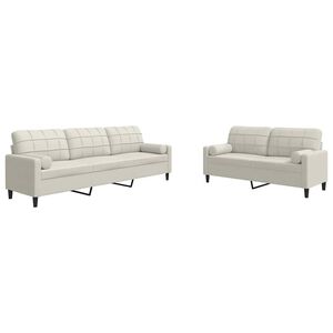 vidaXL Set de canapele cu perne/rulouri, 2 piese, crem, catifea