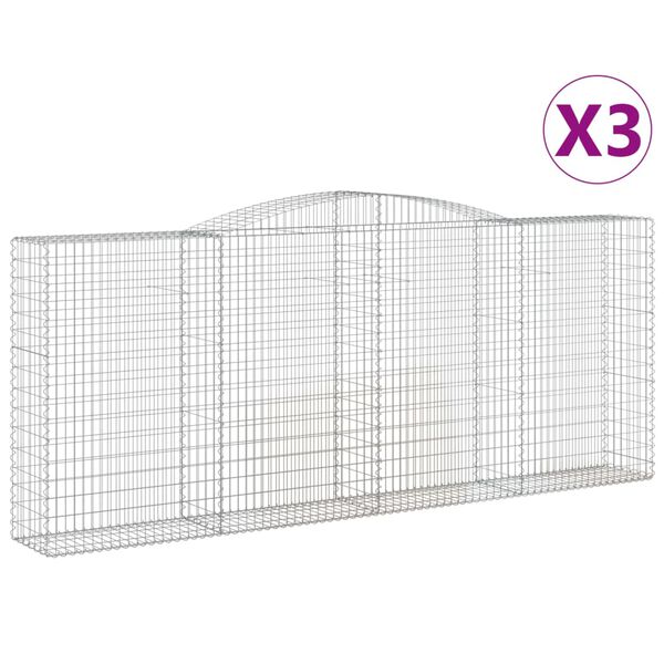 vidaXL Coșuri gabion arcuite 3 buc. 400x50x160/180 cm, fier galvanizat