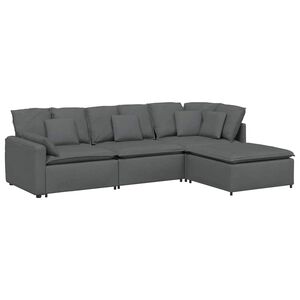 vidaXL Canapea modulară cu taburet și perne material textil gri &icirc;nchis