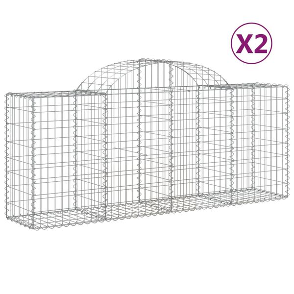 vidaXL Coșuri gabion arcuite 2 buc, 200x50x80/100 cm, fier galvanizat