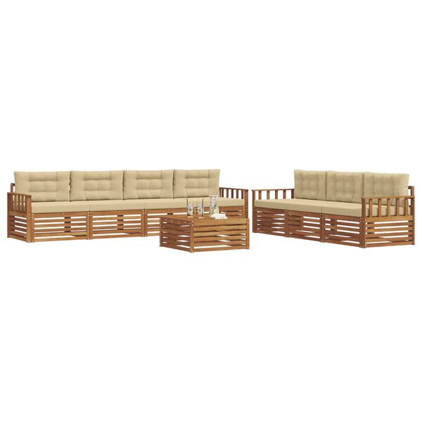 vidaXL Set de canapele de exterior cu pernă 8 pcs Natural și Bej