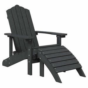 vidaXL Scaun de grădină Adirondack cu suport picioare, antracit, HDPE