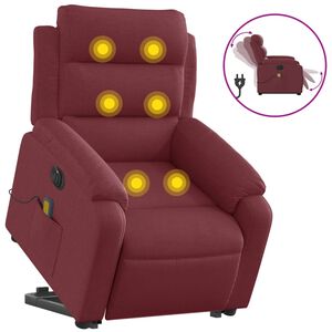 vidaXL Fotoliu de masaj electric rabatabil cu ridicare roșu vin textil
