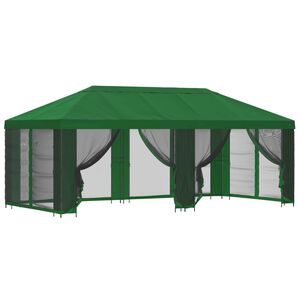 vidaXL Pavilion cu panouri laterale 6 x 3 m Verde Poliester și oțel