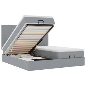 vidaXL Cadru de pat otoman cu saltele Gri deschis 160x200cm Material