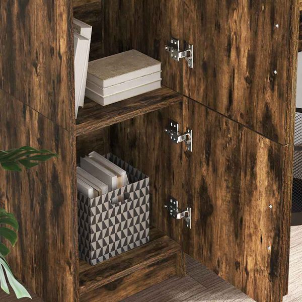 vidaXL Bufet Stejar fumuriu 31.5 x 32 x 122.5 cm