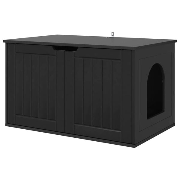 vidaXL Casa pentru pisici Negru 85 x 55 x 50,5 cm Lemn compozit