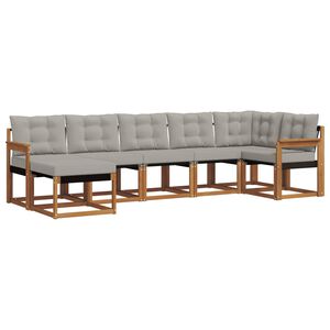 vidaXL Set de canapele de exterior 7 pcs Gri natural și deschis